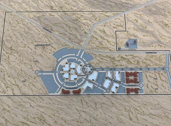 Map and ilustration of proposed Pahrump buildings.